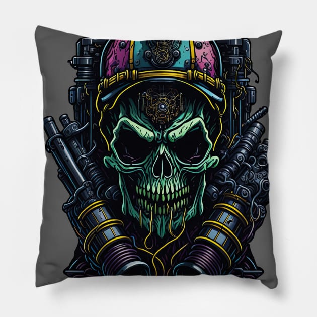 Cyborg Heads S02 D44 Pillow by Houerd