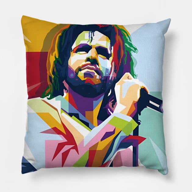 J Cole wpap pop art Pillow by Jaya art