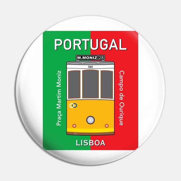 Lisboa Lisbon City Portugal Tram 28 Belem Travel Vintage Pin by PB Mary