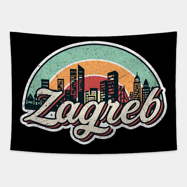 Zagreb city retro Tapestry by SerenityByAlex