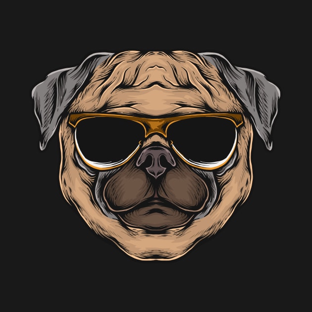 Cool Pug Hipster Puppy Dog Lovers Gift by Foxxy Merch