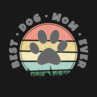 Best Dog Mom Ever Retro Sunset Vector Graphics v.2 T-Shirt