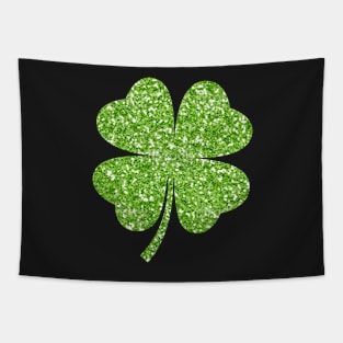 St Patricks Day, Green Faux Glitter 4 Leaf Clover Tapestry