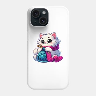 the knitting kitty Phone Case