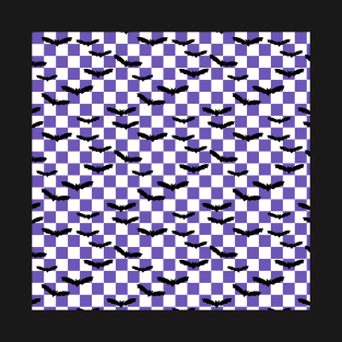 Halloween bats Y2K Purple Checkerboard T-Shirt