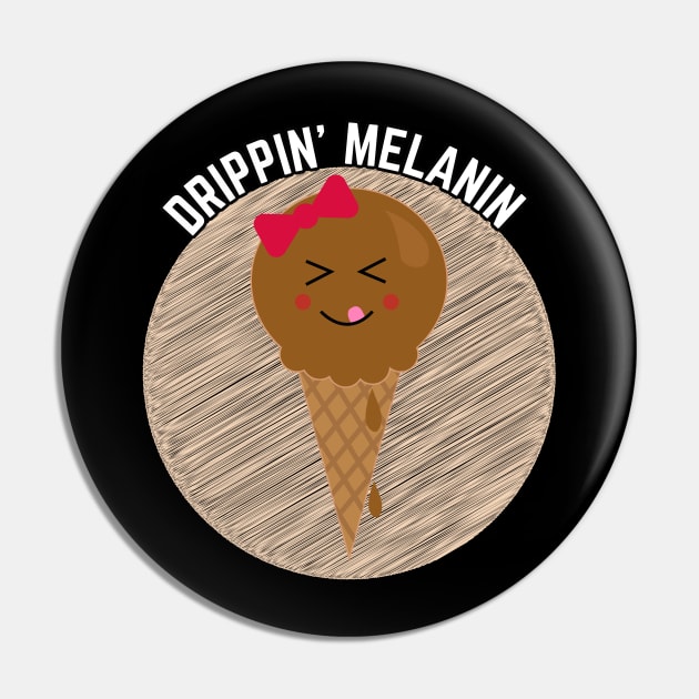 Drippin Melanin Ice Cream Cone Pin by blackartmattersshop