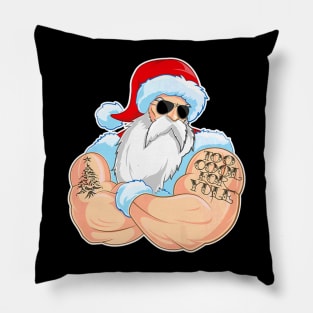 Cool Santa Claus Too Cool For Yule Tattoo Christmas Pillow