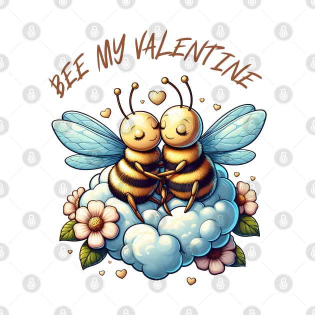 couple of bees embracing on a cloud by StyleTops
