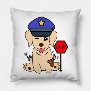 Funny Golden Retriever Policeman Pillow