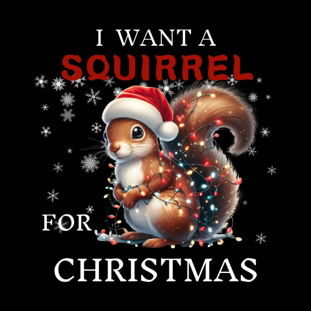 I Want a Squirrel For Christmas Squirrel Santa by Positive Designer