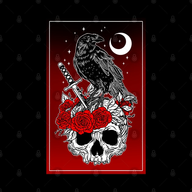 Crow with skull by OccultOmaStore