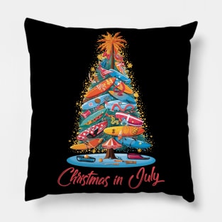 Surfboard Seasons | "Christmas In July" Tree T-shirt Pillow