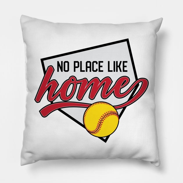 No Place Like Home, Softball © GraphicLoveShop Pillow by GraphicLoveShop