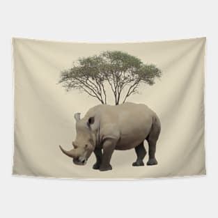 Rhino with tree in Africa - Wildlife Tapestry