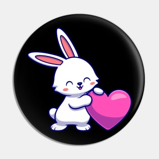 Cute Rabbit With Love Heart Cartoon Pin