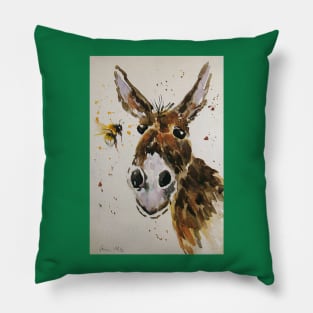 Funny Donkey and a Bumble bee Pillow