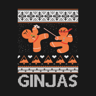 Ginjas Gingerbread Ninjas Funny Ugly Christmas T-Shirt