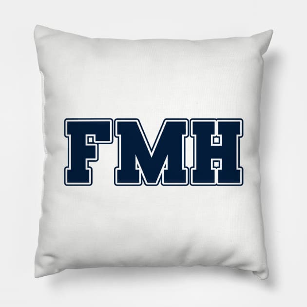 FMH Collegiate - Navy Letters - FMH Collegiate - Navy Letters Pillow by Finding Mr Height