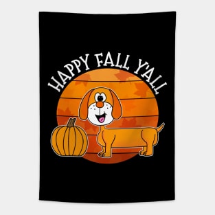 Happy Fall Y'All Dachshund Dog Autumn Thanksgiving Tapestry