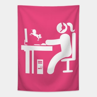 Gamer Girl with Unicorn Avatar Tapestry