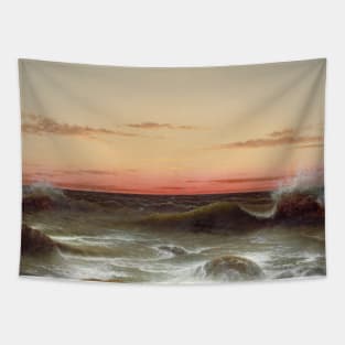 Seascape; Sunset by Martin Johnson Heade Tapestry