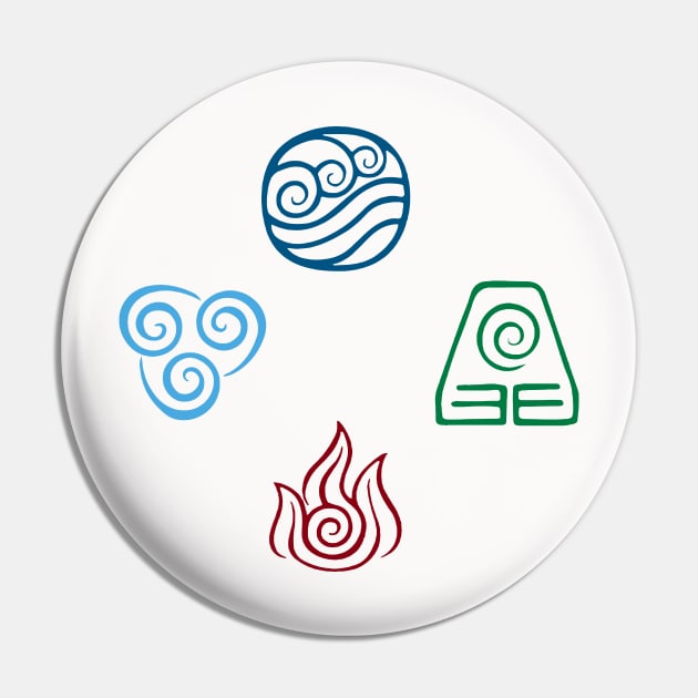 Avatar Four Elements Symbols Pin by NAM Illustration