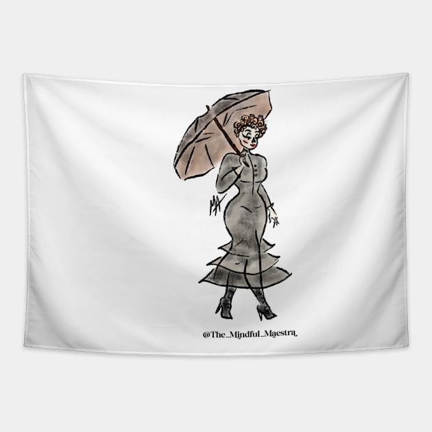 La Catrina ponderosa version 1 Tapestry by The Mindful Maestra