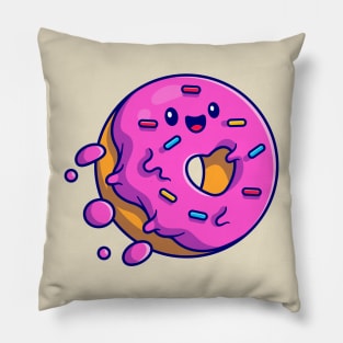 Cute Doughnut Flying Cartoon Pillow