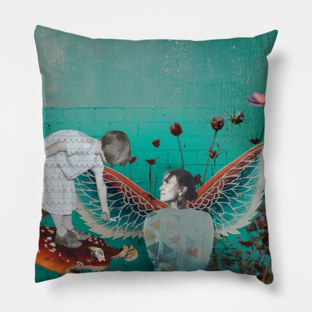 Not an angel Pillow by mintchocollage