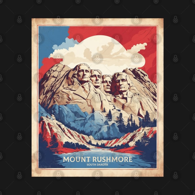 Mount Rushmore South Dakota United States of America Tourism Vintage Poster by TravelersGems