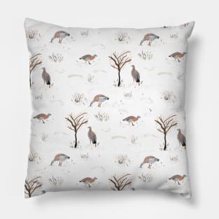 Hand painted ducks in a natural winter wonderland Pillow