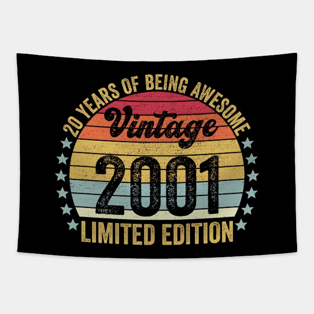 20th Birthday, 20 Year Old Gifts Vintage 2001 Limited Edition Tapestry by DragonTees