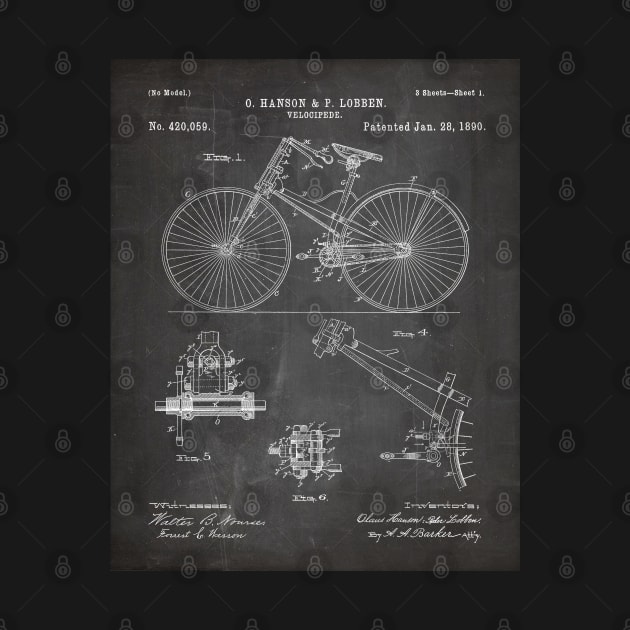 Cycling Patent - Bicycle Art - Black Chalkboard by patentpress