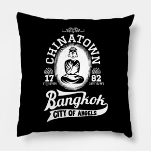 Vintage Bangkok Buddha Logo - Retro Thai Shirt Design Pillow