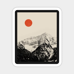 Red moon Minimal landscape 4 Magnet