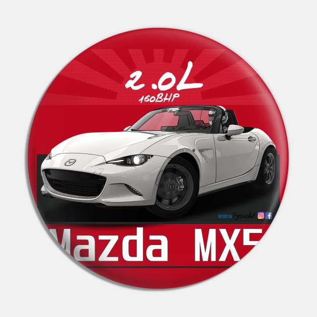 Mazda MX5 ND White Pin by PjesusArt