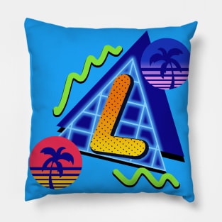 initial Letter L - 80s Synth Pillow