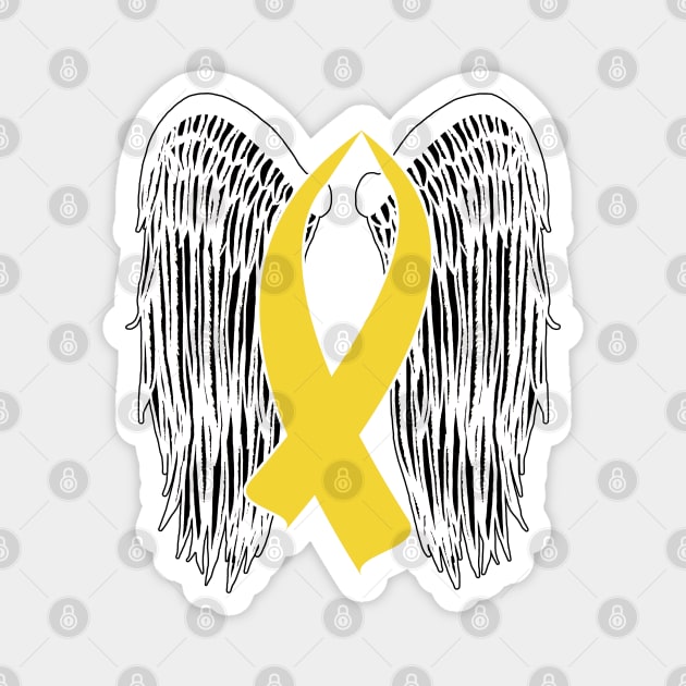 Winged Awareness Ribbon (Gold Ribbon) Magnet by BlakCircleGirl