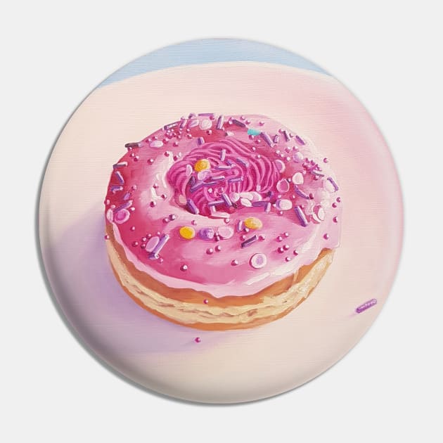 Strawberry Swirl Donut painting Pin by EmilyBickell