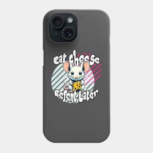 Eat Cheese, Repent Later: Whimsical Mouse in Yellow and Blue Phone Case