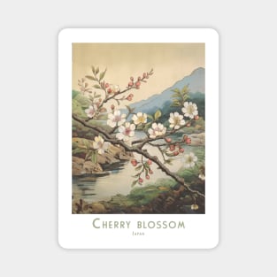 Vintage Retro Cherry Blossom Art Japan Magnet