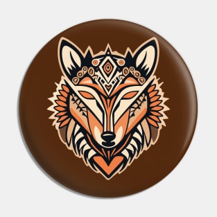 Geomterical tribal wolf art, mexican design Pin