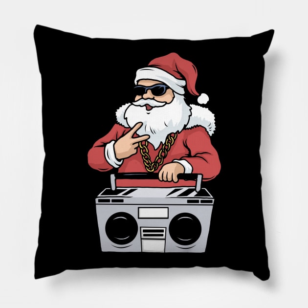 Hip Hop Santa Claus Gift Gangster Ghettoblaster Christmas Hip Hop Pillow by PomegranatePower