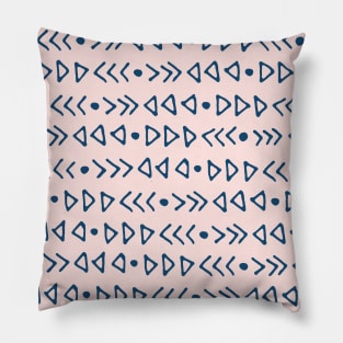 Light Pink Navy Blue Graphic Triangles Arrows Pattern Pillow