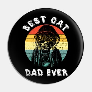 Best Cat Dad Ever Vintage Sunset Pin