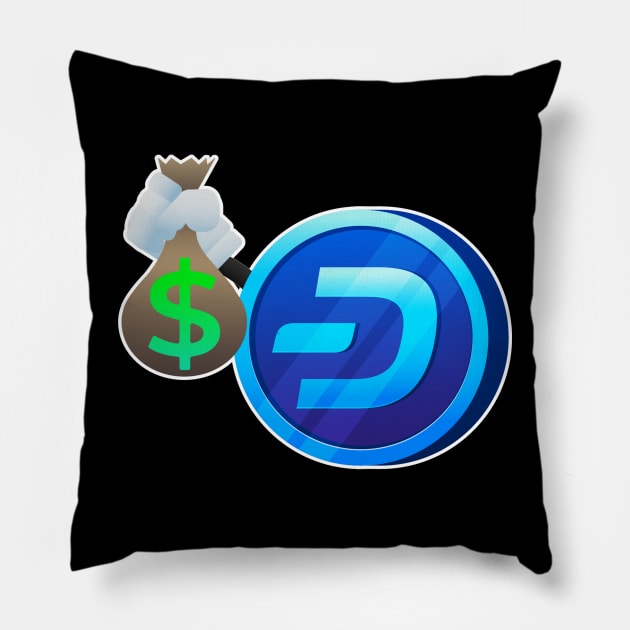 Dash Digital Cash - Dashy Money Bag Pillow by dash