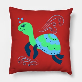 Aqua ocean animals - turtle Pillow