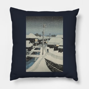 Evening Snow at Terashima Village by Hasui Kawase Pillow