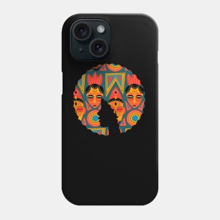 Afro Hair Woman with African Pattern, Black History Phone Case