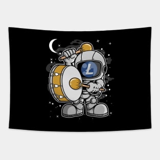 Astronaut Drummer Litecoin LTC Coin To The Moon Crypto Token Cryptocurrency Blockchain Wallet Birthday Gift For Men Women Kids Tapestry